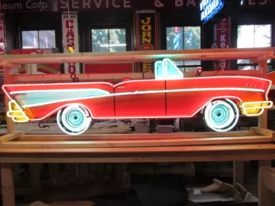 New 57 Chevy Convertible Painted Neon Sign 96"W x 27"H