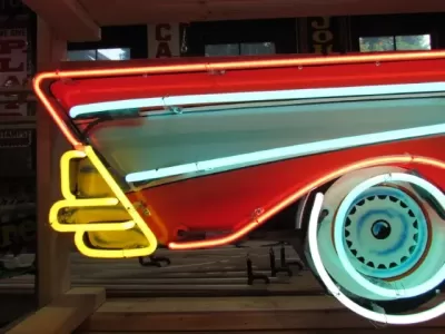 New 57 Chevy Convertible Painted Neon Sign 96"W x 27"H