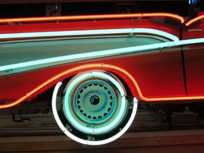 New 57 Chevy Convertible Painted Neon Sign 96"W x 27"H