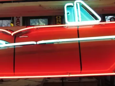 New 57 Chevy Convertible Painted Neon Sign 96"W x 27"H