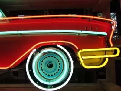 New 57 Chevy Convertible Painted Neon Sign 96"W x 27"H
