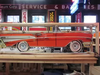 New 57 Chevy Convertible Painted Neon Sign 96"W x 27"H