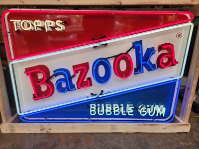New Topps Bazooka Bubble Gum Porcelain Neon Sign 60 IN W x 44 IN H 