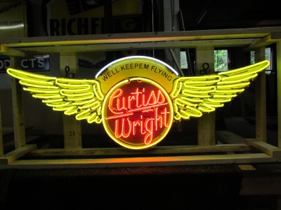 New Curtiss Wright Aviation Porcelain Neon Sign 72 IN W x 32 IN H