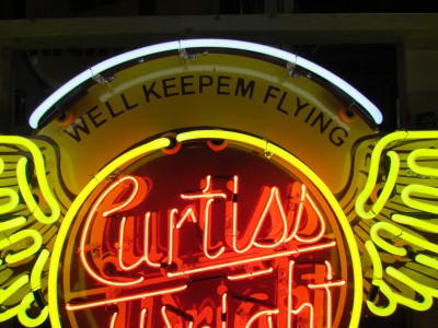 New Curtiss Wright Aviation Porcelain Neon Sign 72 IN W x 32 IN H