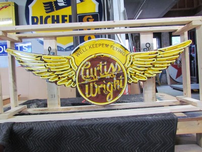 New Curtiss Wright Aviation Porcelain Neon Sign 72 IN W x 32 IN H