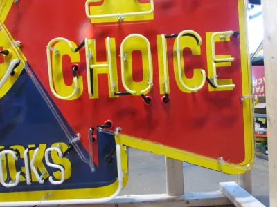New Dodge 1st Choice Used Cars/Used Trucks Animated Porcelain Neon Sign  72 IN W x 60 IN H