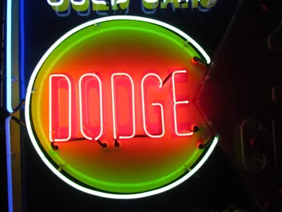 New Dodge 1st Choice Used Cars/Used Trucks Animated Porcelain Neon Sign  72 IN W x 60 IN H