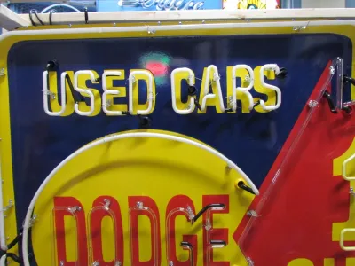 New Dodge 1st Choice Used Cars/Used Trucks Animated Porcelain Neon Sign  72 IN W x 60 IN H