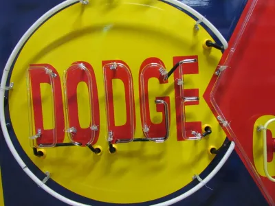 New Dodge 1st Choice Used Cars/Used Trucks Animated Porcelain Neon Sign  72 IN W x 60 IN H