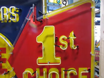 New Dodge 1st Choice Used Cars/Used Trucks Animated Porcelain Neon Sign  72 IN W x 60 IN H