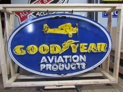 New Goodyear Aviation Products Porcelain Neon Sign 72 IN W x 48 IN H 