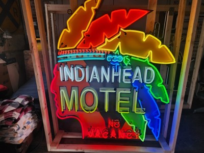 New Indianhead Motel Porcelain Neon Sign 5 FT W x 6 FT H