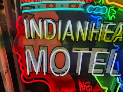 New Indianhead Motel Porcelain Neon Sign 5 FT W x 6 FT H