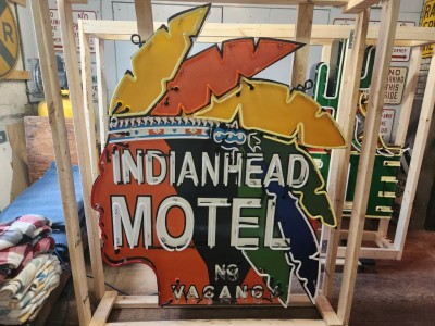 New Indianhead Motel Porcelain Neon Sign 5 FT W x 6 FT H