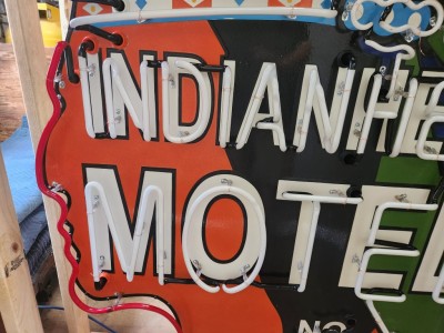 New Indianhead Motel Porcelain Neon Sign 5 FT W x 6 FT H