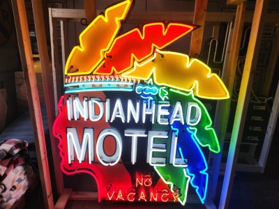 New Indianhead Motel Porcelain Neon Sign 5 FT W x 6 FT H