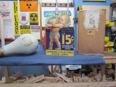1937 GE/Mazda Lamps Store Display 4 FT Tall w/ Paper Mache Bulb w/Box