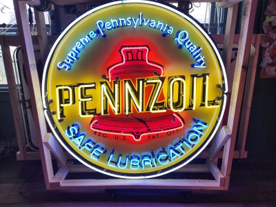 New Pennzoil Single-sided Porcelain Neon Sign 60 IN Diameter