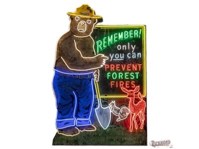 New Smokey The Bear Painted Neon Sign 61 IN W x 90 IN H