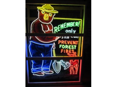 New Smokey The Bear Painted Neon Sign 61 IN W x 90 IN H