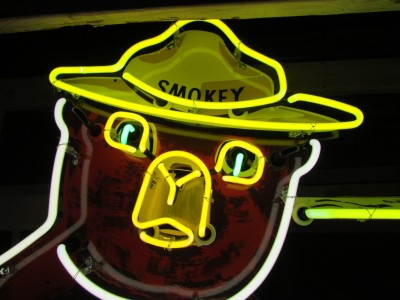 New Smokey The Bear Painted Neon Sign 61 IN W x 90 IN H