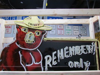 New Smokey The Bear Painted Neon Sign 61 IN W x 90 IN H