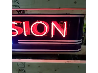 New AC Spark Plug / GM Porcelain Neon Sign w/Bullnose Ends 9 Feet Wide x 12" High