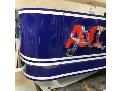 New AC Spark Plug / GM Porcelain Neon Sign w/Bullnose Ends 9 Feet Wide x 12" High