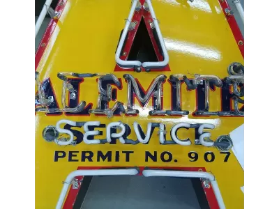 Original Alemite Porcelain Sign with Neon 31"W x 35"H