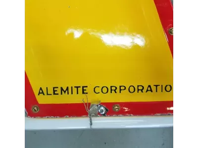 Original Alemite Porcelain Sign with Neon 31"W x 35"H