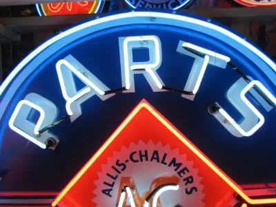 New Single-Sided Allis Chalmers Parts Service Porcelain Neon Sign 48" Diameter