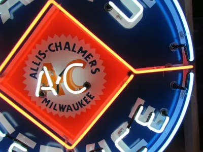 New Single-Sided Allis Chalmers Parts Service Porcelain Neon Sign 48" Diameter