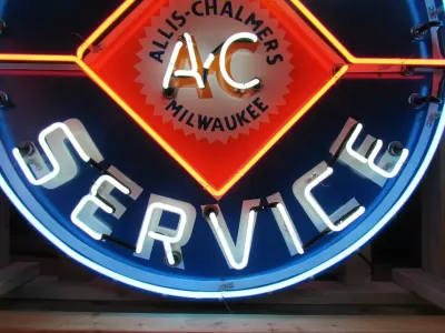 New Single-Sided Allis Chalmers Parts Service Porcelain Neon Sign 48" Diameter