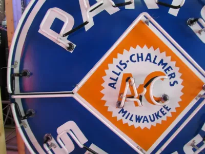 New Single-Sided Allis Chalmers Parts Service Porcelain Neon Sign 48" Diameter