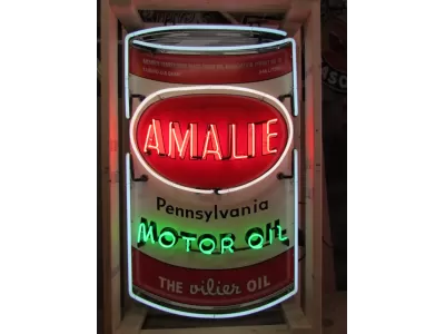 New Amalie Motor Oil "Can" Porcelain Neon Sign 36"W x 60"H