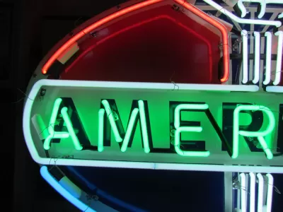 New American Porcelain Neon Sign - 48"W x 40"H