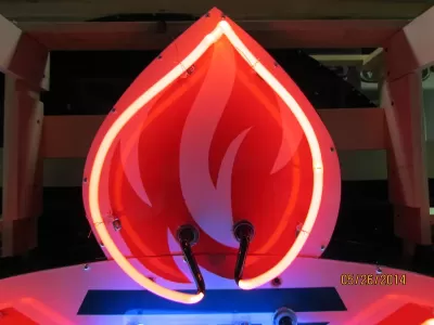 New American Gas Porcelain Sign with Neon 72"W x 60"H