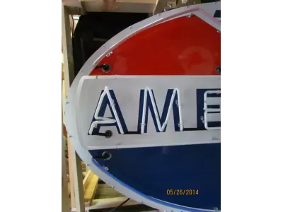 New American Gas Porcelain Sign with Neon 72"W x 60"H