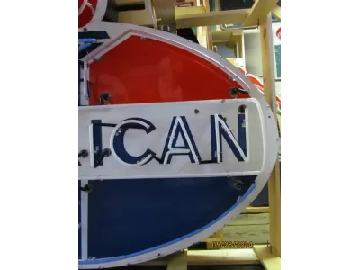 New American Gas Porcelain Sign with Neon 72"W x 60"H