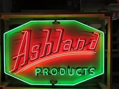 Original Ashland Products Porcelain Neon Sign 70 IN W x 46 IN H