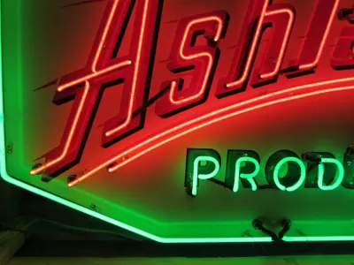 Original Ashland Products Porcelain Neon Sign 70 IN W x 46 IN H