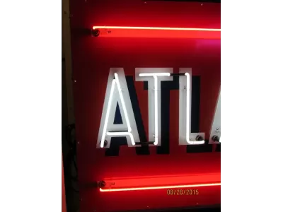 Original Atlantic Gas Porcelain Sign with Neon 72"x42" - SSPN