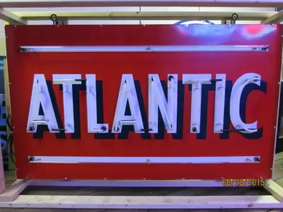 Original Atlantic Gas Porcelain Sign with Neon 72"x42" - SSPN