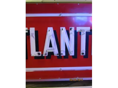 Original Atlantic Gas Porcelain Sign with Neon 72"x42" - SSPN