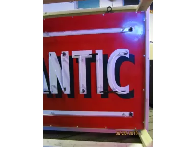 Original Atlantic Gas Porcelain Sign with Neon 72"x42" - SSPN