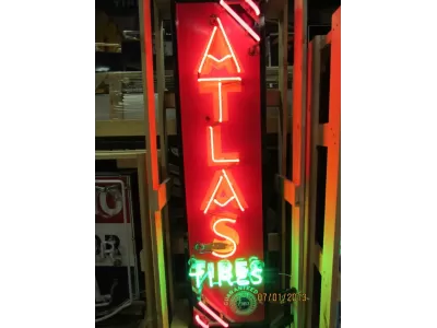 New Atlas Tires Porcelain Neon Sign 18"x 50"