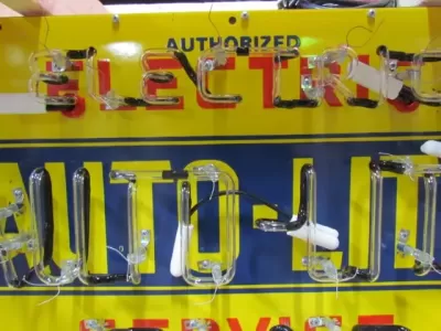 New Autolite Double-Sided Porcelain Neon with Aged Steel Can 30" W x 20" H