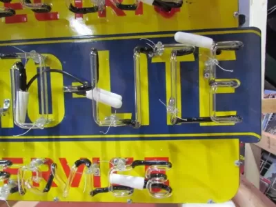 New Autolite Double-Sided Porcelain Neon with Aged Steel Can 30" W x 20" H