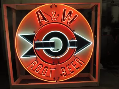 New A&W Root Beer Porcelain Neon 48" Diameter